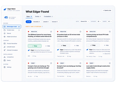 Edgar Watch — Climate dashboard on a laptop