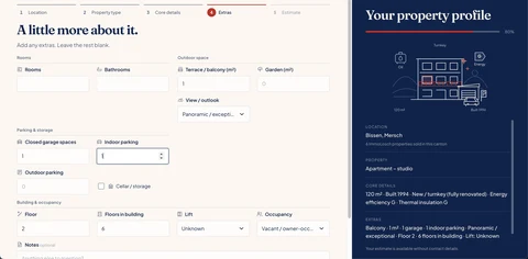 ImmoLosch Websäit — Immobiliebewäertungsprofil