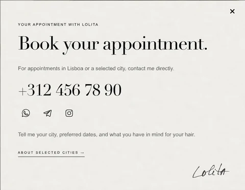Lolita Mark & Websäit — Rendez-vous buchen